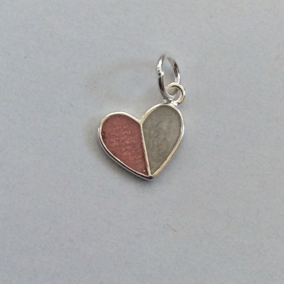 Half of my Heart Sterling Silver Pink Heart Charm - Picture 2 of 3